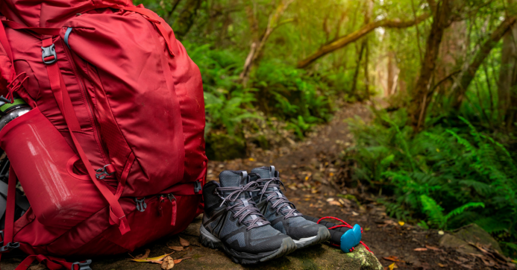 Packed backpack ready to go for a good hike