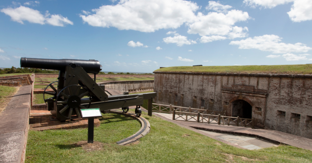 A cannon guarding one of the entrances of Fort Macon   