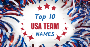 Red, white and blue Pom-poms surrounding text